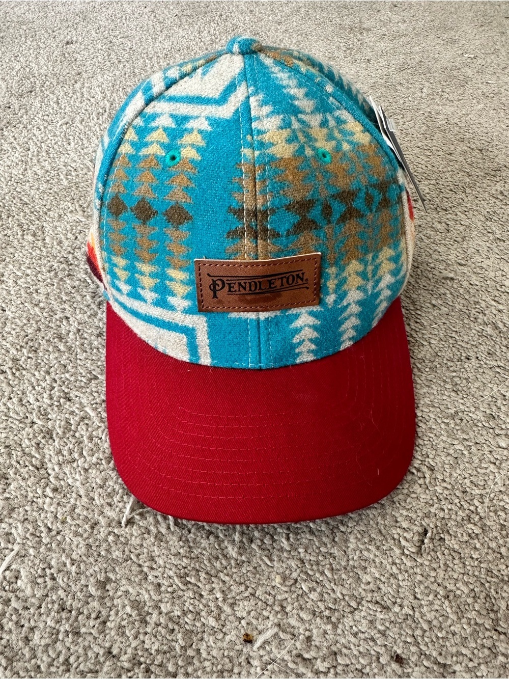 NWT OS Unisex Pendleton Turquoise Blue Brown Harding Wool Hat 100% Virgin Wool - Picture 3 of 6